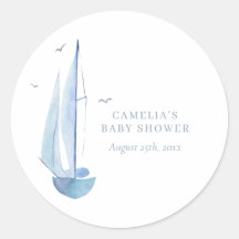 Aquarelle zeilboot Baby shower Ahoy Boy's