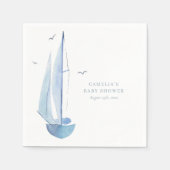 Aquarelle zeilboot Baby shower Ahoy Boy's Servet (Voorkant)