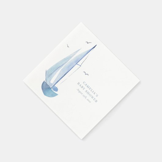 Aquarelle zeilboot Baby shower Ahoy Boy's Servet (Hoek)