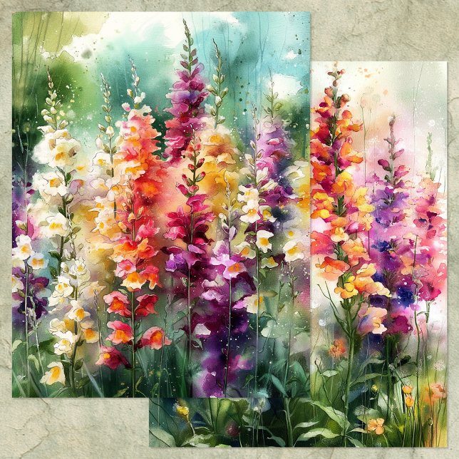 AQUARELLEEEUWSBLOEMEN TUIN SCHRAPBOOKPAPIER (WATERCOLOR FOXGLOVE GARDEN SCRAPBOOK PAPER)