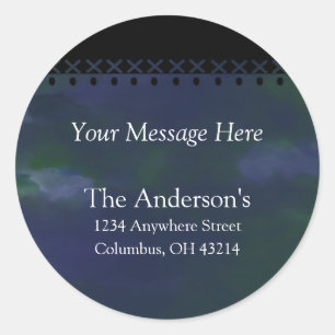 Aquarellen met Black Crossed Top Adresetiketten Ronde Sticker