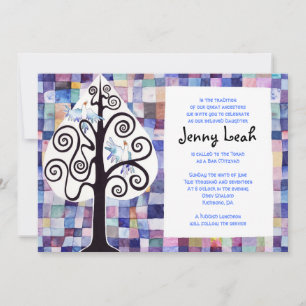 AQUARELLEN PATCHWORK BOOM Bat Mitzvah Uitnodiging