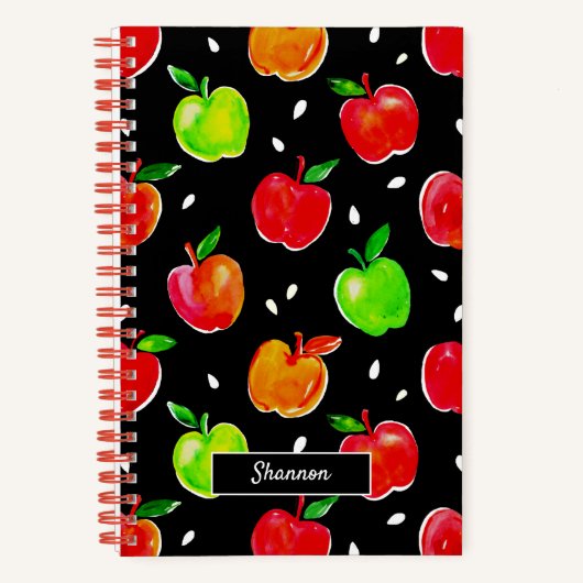 Aquarelpatroon met appels notitieboek (Voorkant)