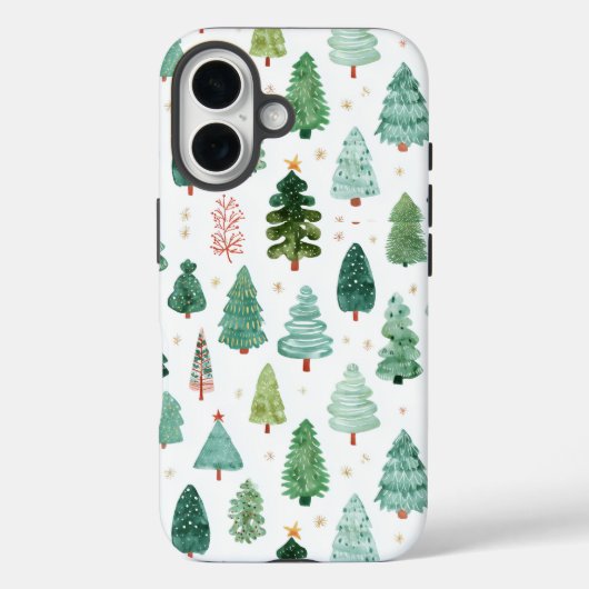 Aquarelpatroon van kerstbomen Case-Mate iPhone case (Achterkant)