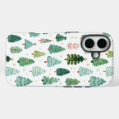 Aquarelpatroon van kerstbomen Case-Mate iPhone case (Achterkant (horizontaal))