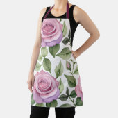 Aquarelpatroon van roze en lavendelrozen schort (Insitu)