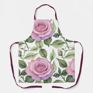 Aquarelpatroon van roze en lavendelrozen schort