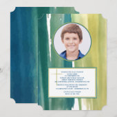 Aquarelpenseelstreken Foto Uitnodiging (Voorkant / Achterkant)