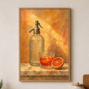 Aquarelposter met sifon en bittere sinaasappel poster