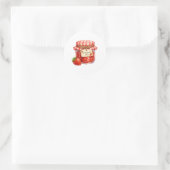 Aquarelpot met verse aardbeienfruitjam ronde sticker (Tas)
