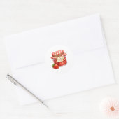 Aquarelpot met verse aardbeienfruitjam ronde sticker (Envelop)