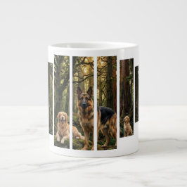 Aquarelprint van Duitse Herdershond en Gouden Retr Grote Koffiekop