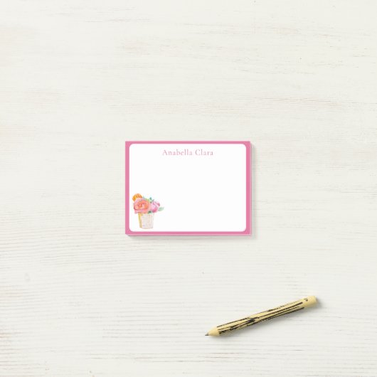 Aquarelrozen in Vaas Post-it® Notes (Op bureau)