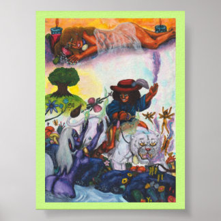 Aquarelschilderij Eros rijdt op Aurora Leeuwin Dro Poster
