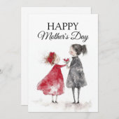 Aquarelschilderij Moederdag Feestdagenkaart (Voorkant / Achterkant)