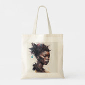 Aquarelschilderij, Mooie Afrikaanse Stam Vrouwen Tote Bag (Achterkant)