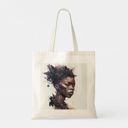 Aquarelschilderij, Mooie Afrikaanse Stam Vrouwen Tote Bag (Achterkant)
