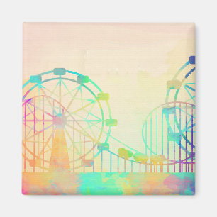 Aquarelschilderij Reuzenrad Kermis Kunst Magneet