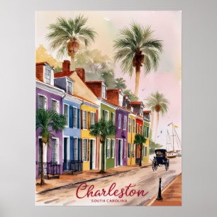 Aquarelschilderij van Charleston South Carolina Poster