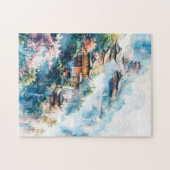 Aquarelschilderij van Chinese tempels Legpuzzel (Horizontaal)
