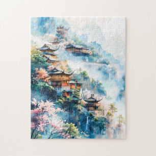 Aquarelschilderij van Chinese tempels Legpuzzel
