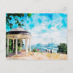 Aquarelschilderij van het Niederwald-monument Briefkaart