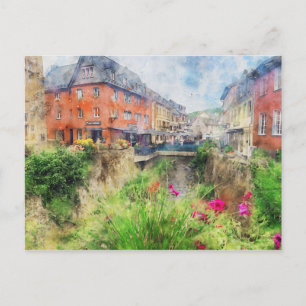 Aquarelschilderij van stadsgezicht van Bad Muenste Briefkaart