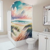 Aquarelschilderij van strand douchegordijn (In situ)