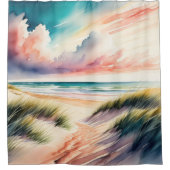 Aquarelschilderij van strand douchegordijn (Voorkant)