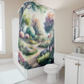 Aquarelschilderij van tuintuinlandschap douchegordijn (In situ)