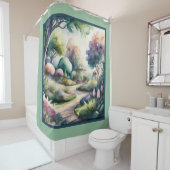Aquarelschilderij van tuintuinlandschap douchegordijn (In situ)