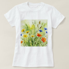 Aquarelschilderij van wilde bloemen en planten t-shirt