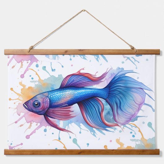 Aquarelserie: Betta vissen Hangend Wandkleed (Voorkant)