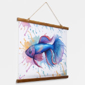 Aquarelserie: Betta vissen Hangend Wandkleed (Gebogen)