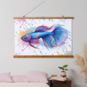 Aquarelserie: Betta vissen Hangend Wandkleed (Slaapkamer)