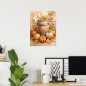 Aquarelvat met Pompoenen Herfst Poster (Thuiskantoor)