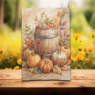 Aquarelvat met Pompoenen Herfst Theedoek