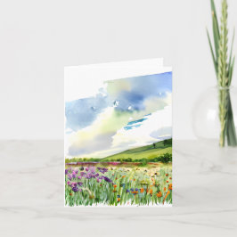Aquarelveld met wilde bloemen, aanpasbaar kaart