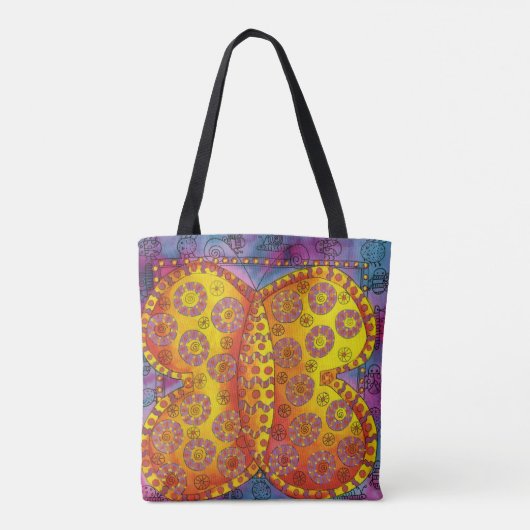aquarelvlinder met patroon tote bag (Achterkant)