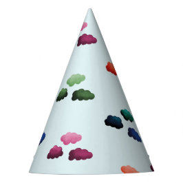 Aquarelwolken met verschillende kleuren feesthoedjes