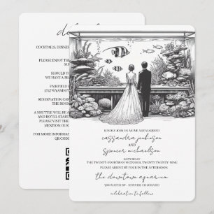 Aquarisch Huwelijk met Details en QR Kaart