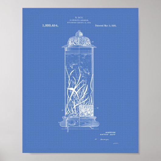 Aquarium 1920: Patent Art Blueprint Poster (Voorkant)