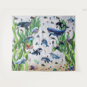 Aquarium 2 partij achtergrond wandtapijt wandkleed
