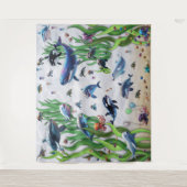 Aquarium 2 partij achtergrond wandtapijt wandkleed (Voorkant)