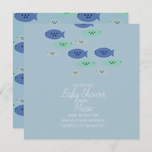 Aquarium-Baby shower voor viszwemmen Kaart (Voorkant / Achterkant)