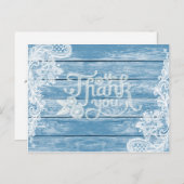 Aquarium-Blauw Hout en Kant bruiloft Dank u Briefkaart (Voorkant / Achterkant)