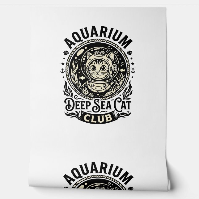 Aquarium Diepzee Kat Grappige Kat Grafisch - Aquar Behang (Afrollen)