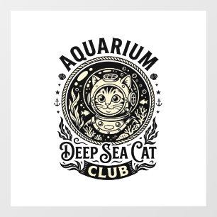 Aquarium Diepzee Kat Grappige Kat Grafisch - Aquar Raamsticker