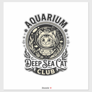 Aquarium Diepzee Kat Grappige Kat Grafisch - Aquar Sticker