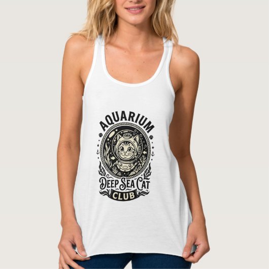 Aquarium Diepzee Kat Grappige Kat Grafisch - Aquar Tanktop (Voorkant)